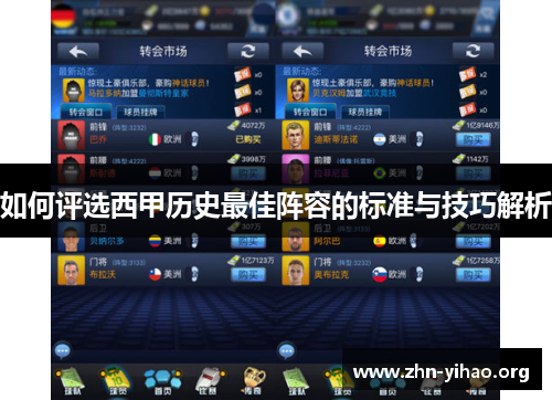 如何评选西甲历史最佳阵容的标准与技巧解析 如何评选西甲历史最佳阵容的标准与技巧解析